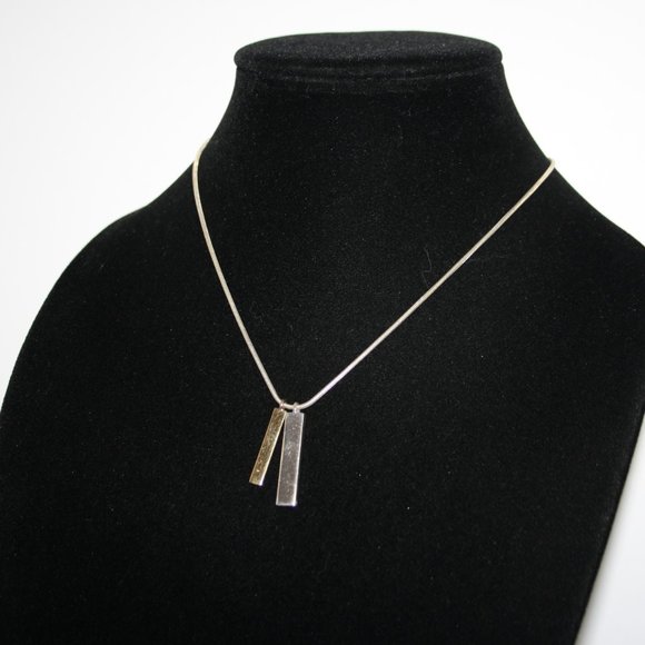 Beautiful silver and gold bar drop necklace 15-17" - Picture 4 of 5